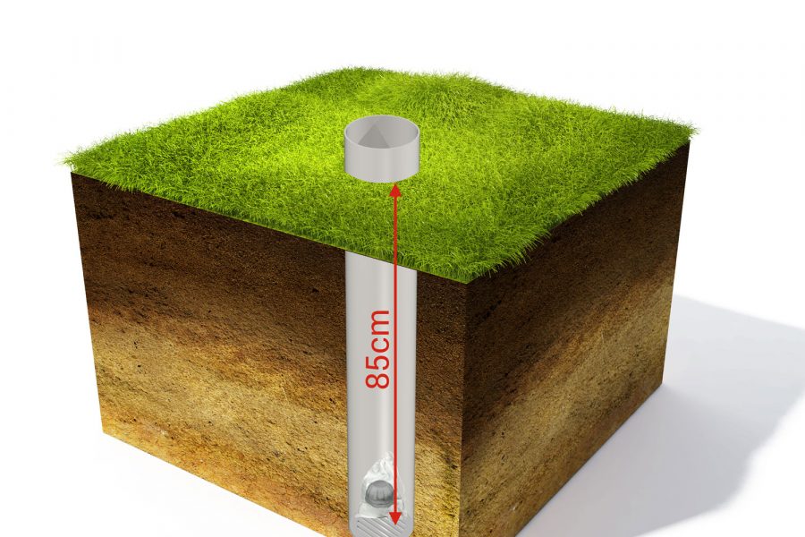 Genomskärning av applikationen för radonmätning i mark